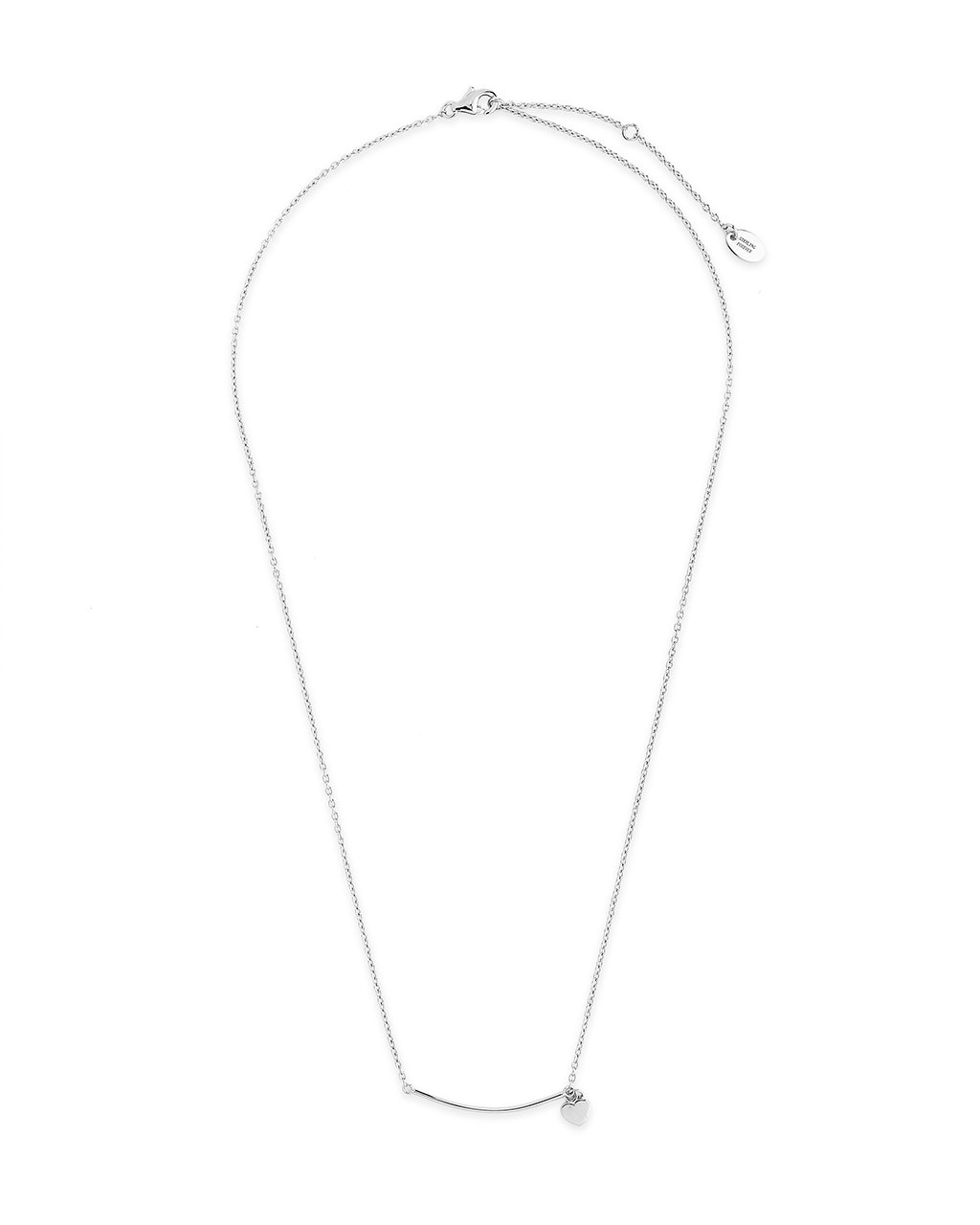 Sterling Silver Polished Bar & Heart Drop Necklace Necklace Sterling Forever