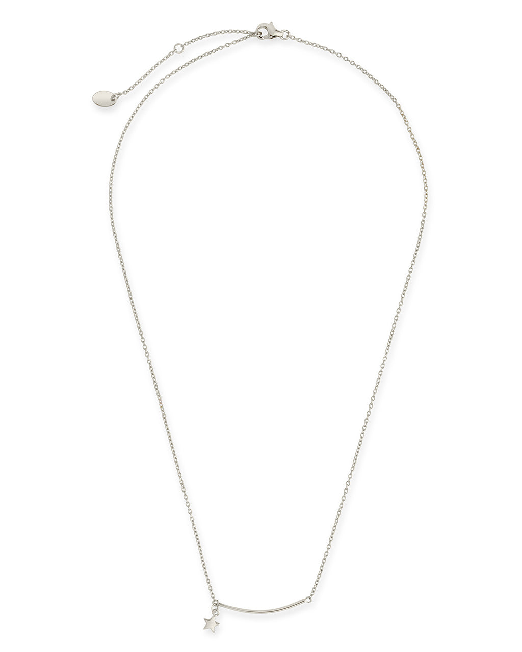 Sterling Silver Polished Bar & Star Drop Necklace Necklace Sterling Forever 