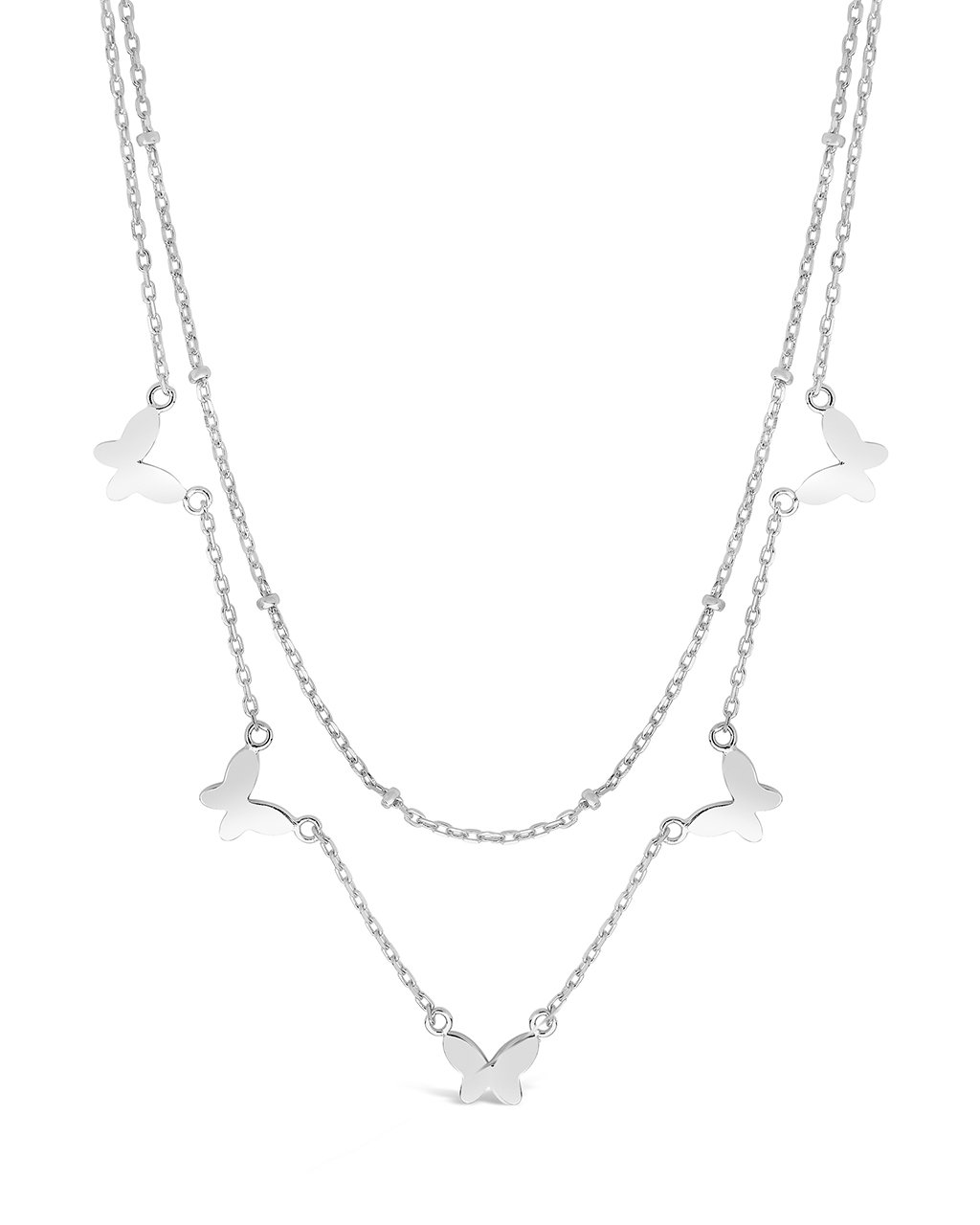 Sterling Silver Layered Butterfly Necklace Necklace Sterling Forever Silver 