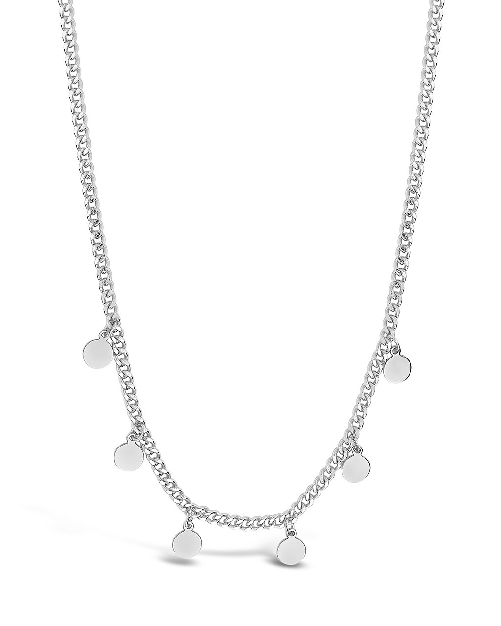 Sterling Silver Dainty Curb Chain with Disk Charms Necklace Sterling Forever Silver 