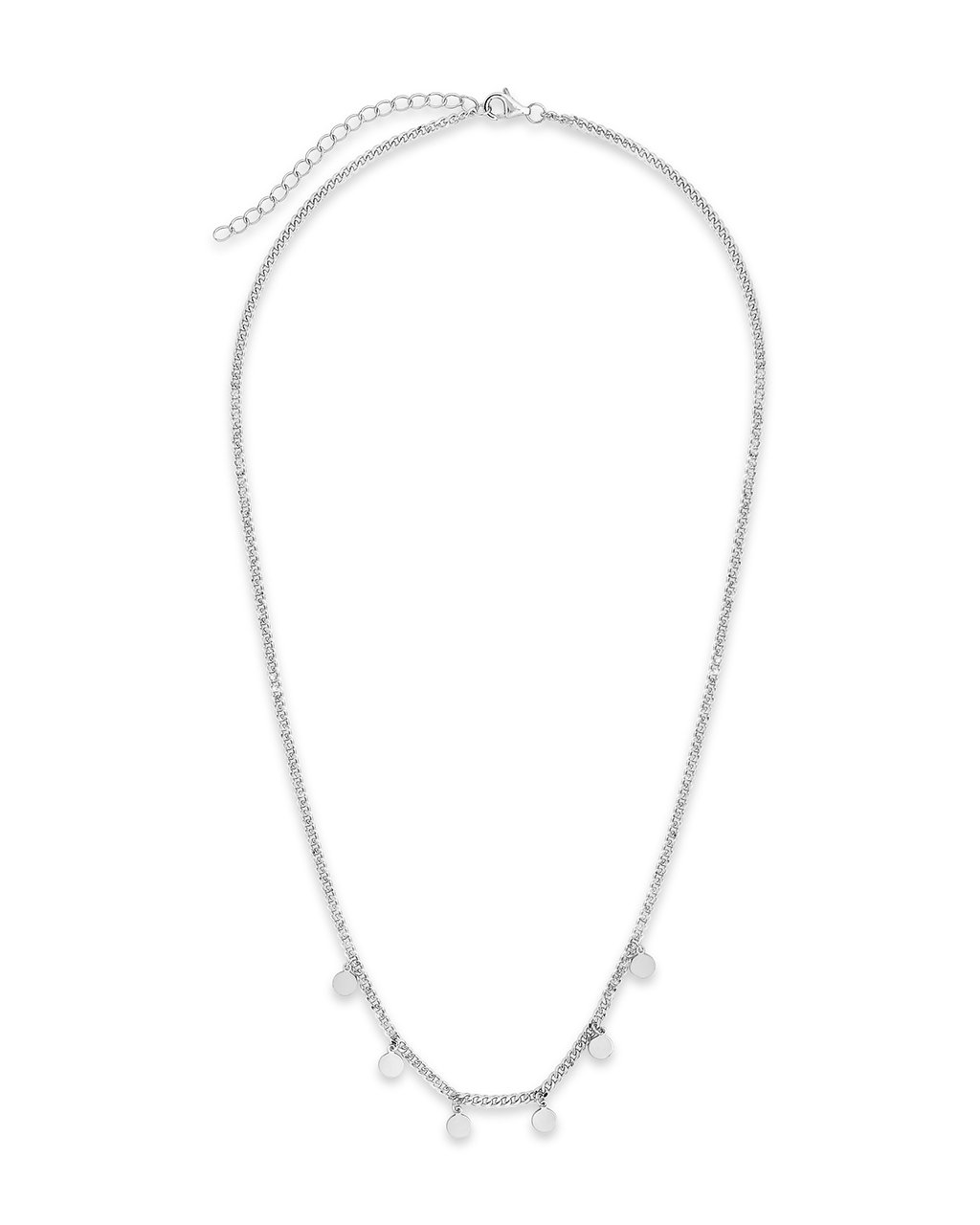 Sterling Silver Dainty Curb Chain with Disk Charms Necklace Sterling Forever 