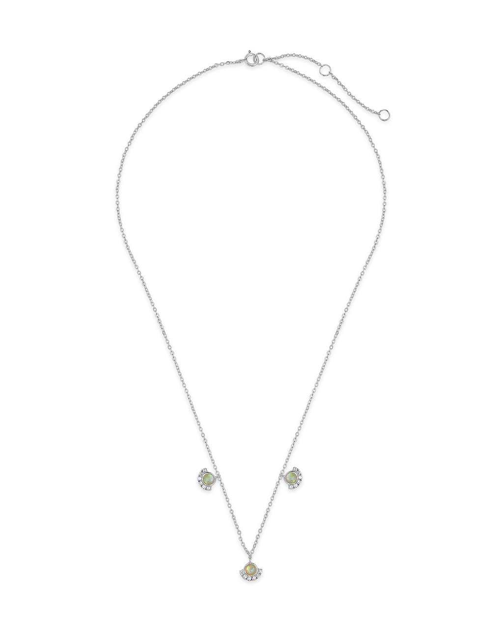 Sterling Silver Half Halo Opal Pendant Necklace Necklace Sterling Forever 