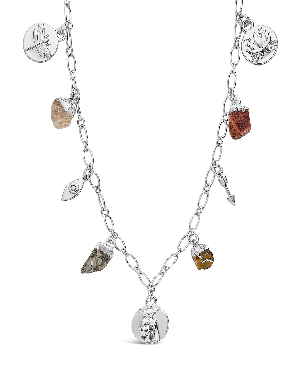 Silver Pendant Multiple Charm Heart & Key Necklace 28” Chain | eBay
