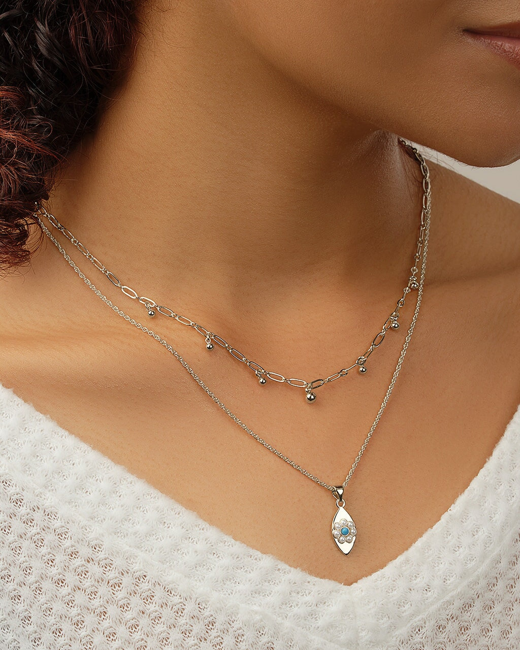 Varuna Evil Eye Layered Necklace Necklace Sterling Forever 