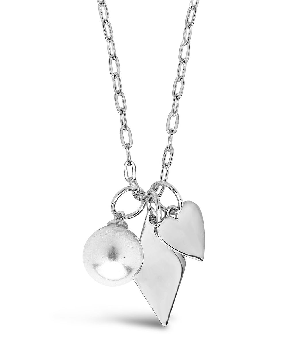Delicate Sterling Silver Pearl & Charm Chain Necklace Necklace Sterling Forever Silver 
