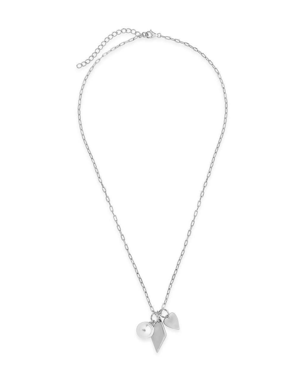 Delicate Sterling Silver Pearl & Charm Chain Necklace Necklace Sterling Forever 