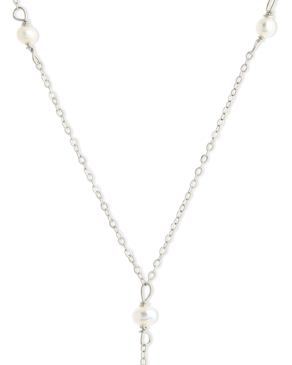 Sterling Silver Station Pearl Y Necklace Necklace Sterling Forever 