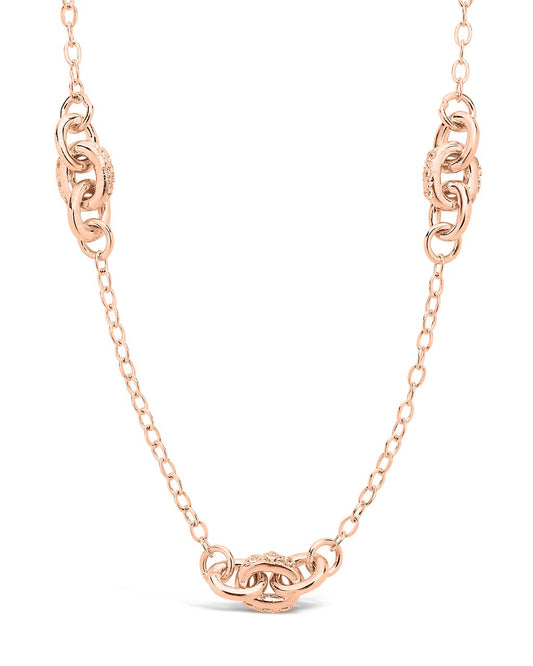 Sterling Silver Delicate Knot Station Necklace Necklace Sterling Forever Rose Gold 