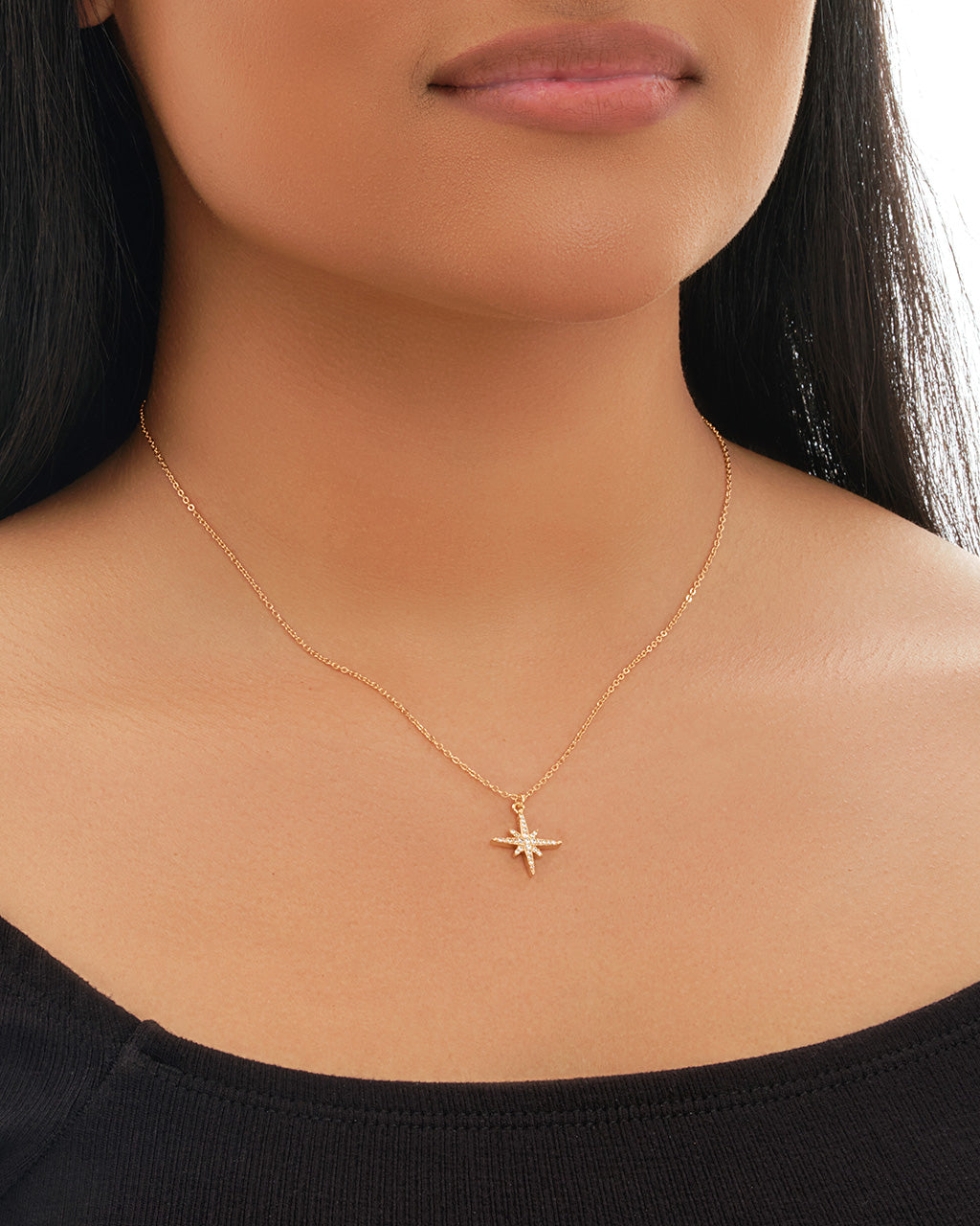 Sterling Silver CZ Starburst Pendant Necklace Sterling Forever 