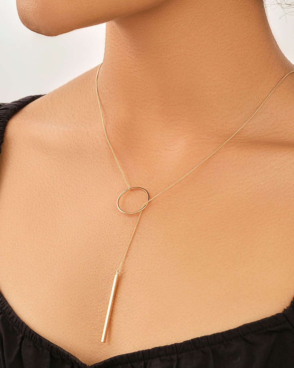 Layering Circle and Bar Lariat Necklace Necklace Sterling Forever 