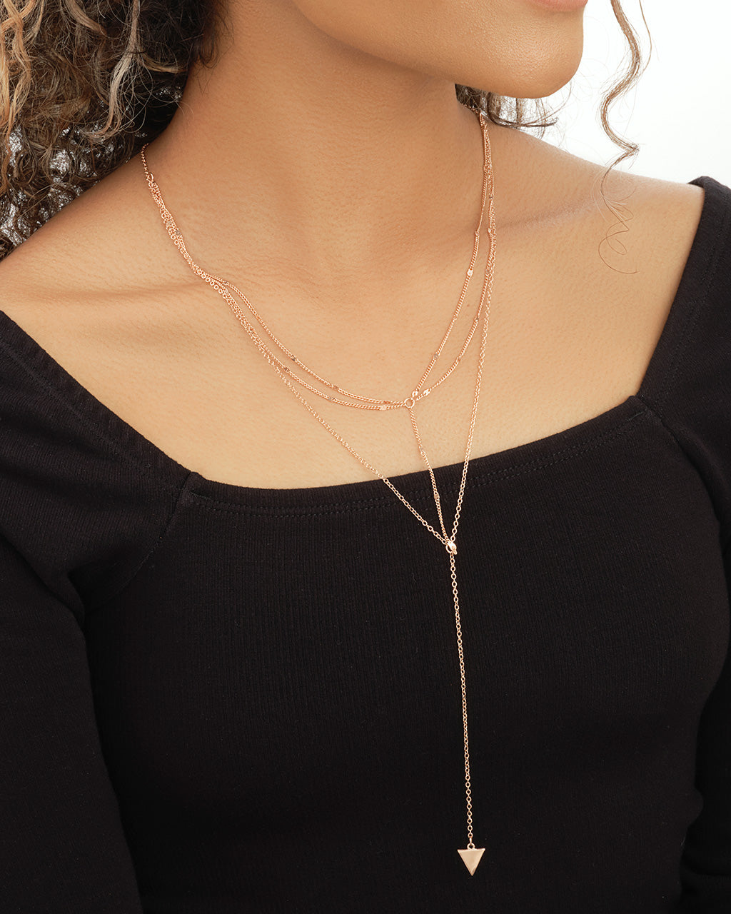 Triple Layer Triangle Drop Chain Necklace Necklace Sterling Forever 