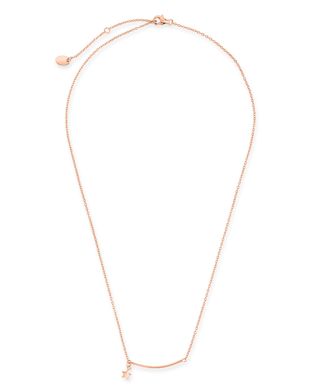 Sterling Silver Polished Bar & Star Drop Necklace Necklace Sterling Forever 