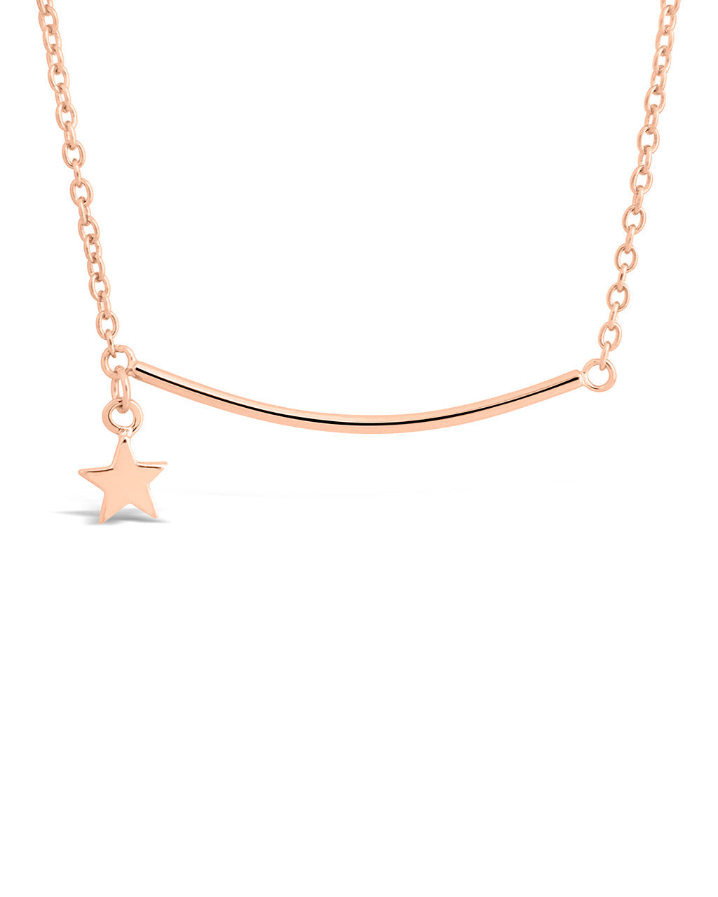 Sterling Silver Polished Bar & Star Drop Necklace Necklace Sterling Forever 