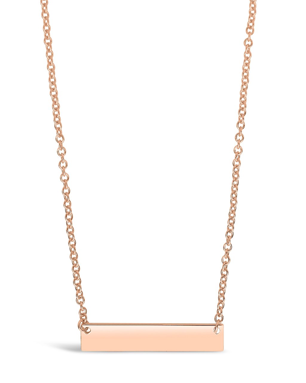 Sterling Silver Mini Bar Pendant Necklace Sterling Forever Rose Gold 