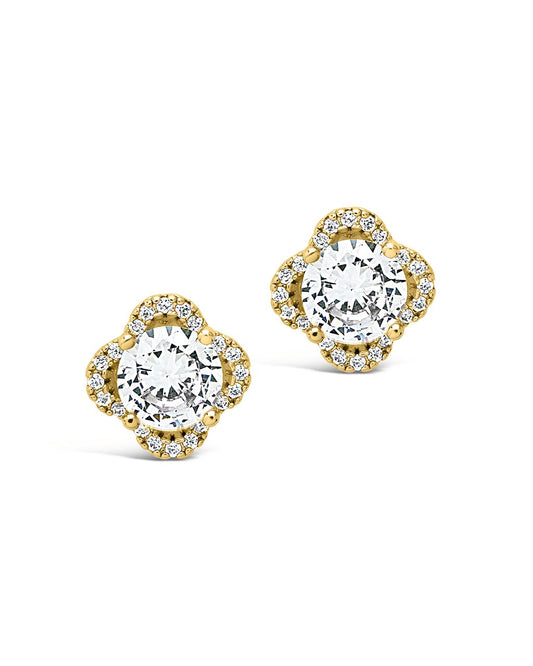 Sterling Silver CZ Lucky Clover Stud Earrings - Sterling Forever