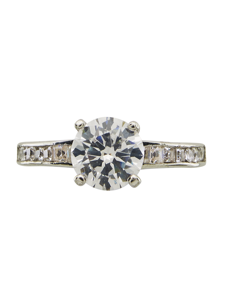 Sterling Silver Radiant CZ Engagement Ring - Sterling Forever