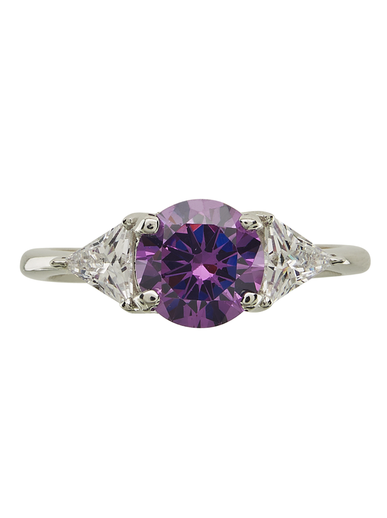 Sterling Silver Lavender and CZ Ring - Sterling Forever