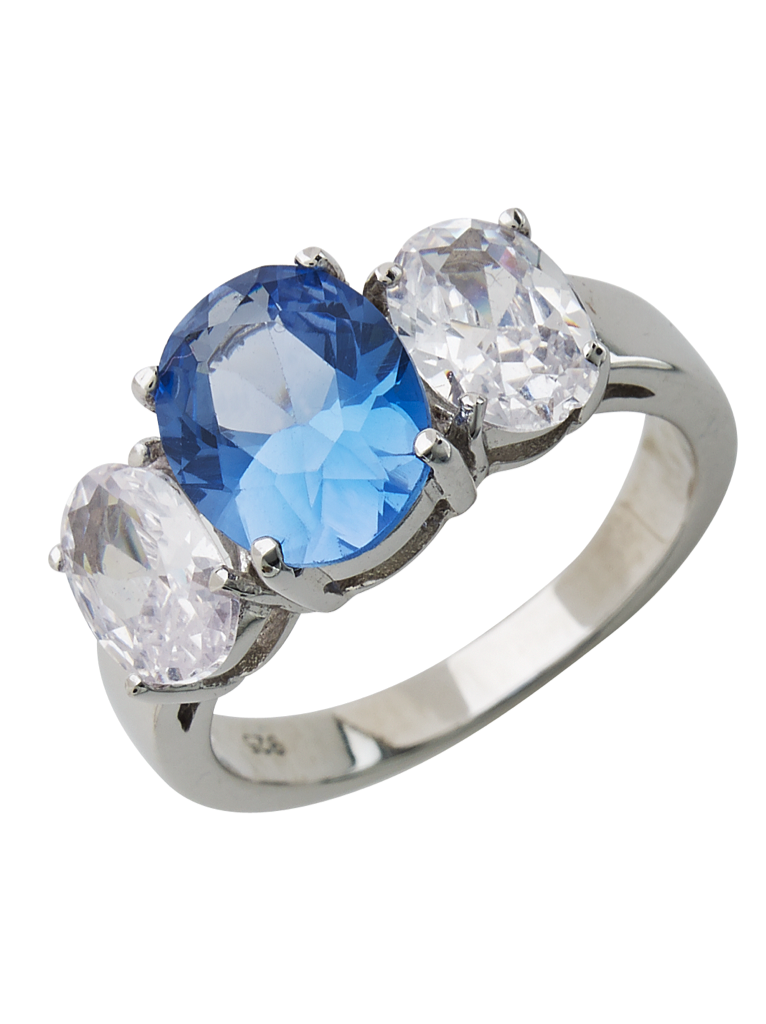 Sterling Silver Blue Topaz Triple Ovaline Anniversary Ring - Sterling Forever