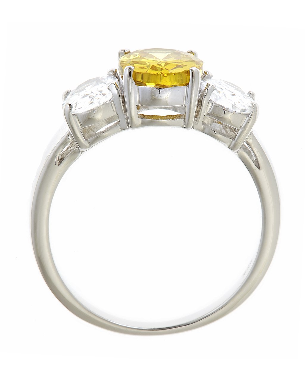 Sterling Silver Triple Ovaline Canary Anniversary Ring - Sterling Forever