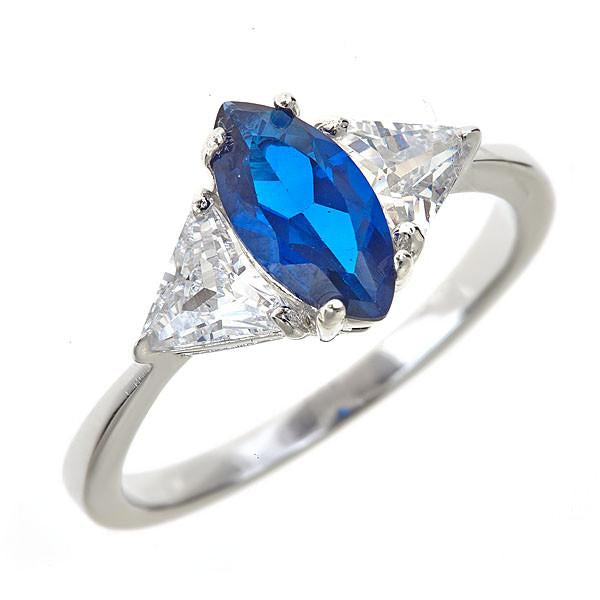 Sterling Silver Sapphire Marquise Cut Ring - Sterling Forever
