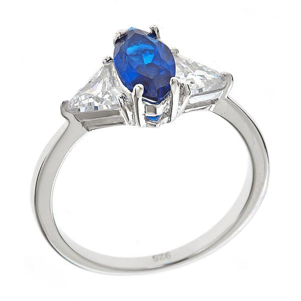 Sterling Silver Sapphire Marquise Cut Ring - Sterling Forever