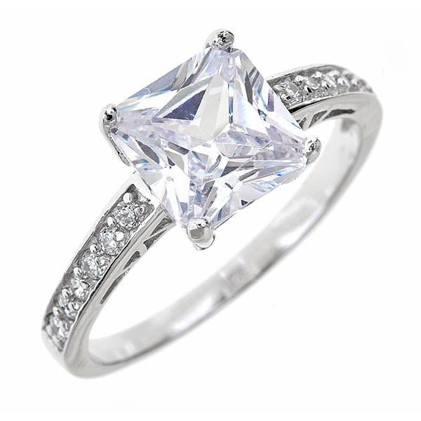 Princess Cut CZ Engagement Ring - Sterling Forever
