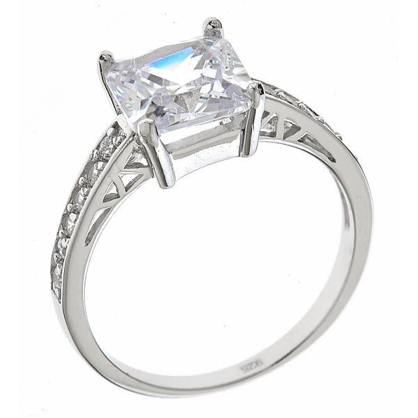 Princess Cut CZ Engagement Ring - Sterling Forever
