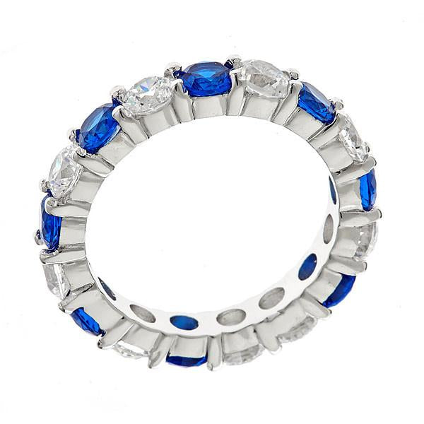 Sterling Silver Blue Sapphire CZ Eternity Band Ring - Sterling Forever