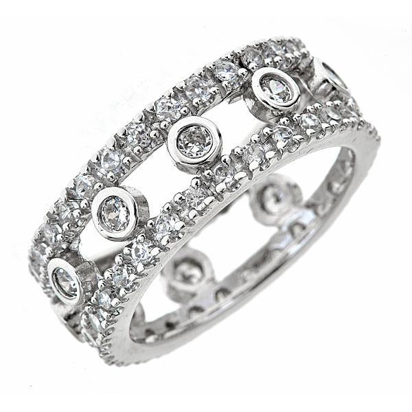Sterling Silver Open Bezel Set Eternity Band Ring - Sterling Forever