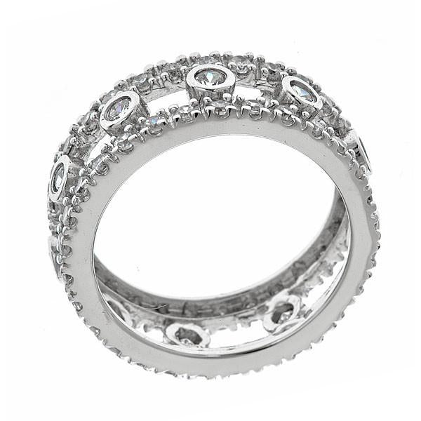 Sterling Silver Open Bezel Set Eternity Band Ring - Sterling Forever