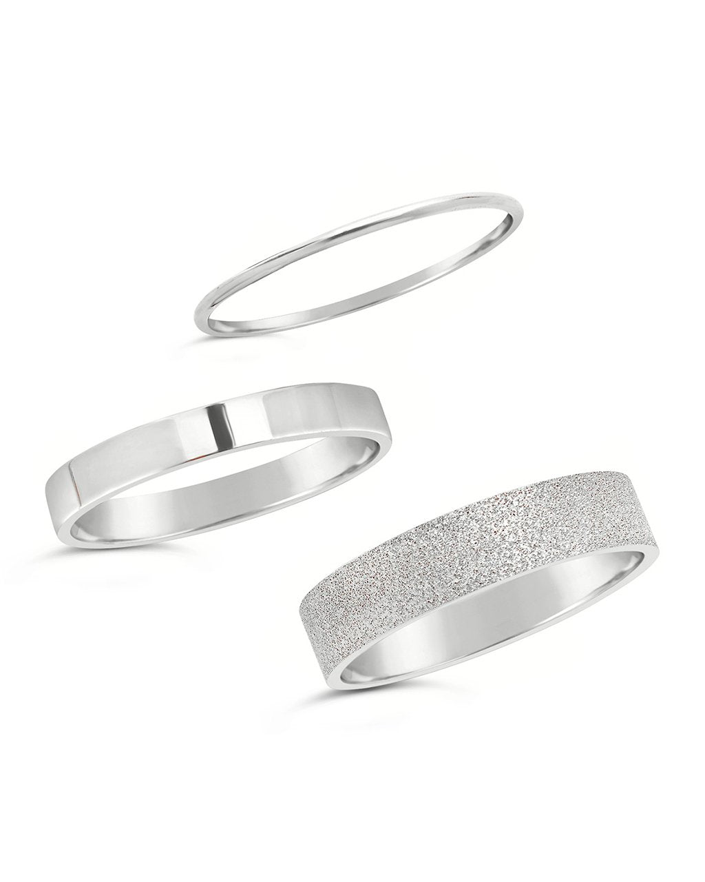 Sterling Silver Textured Stack Rings - Set of 3 - Sterling Forever