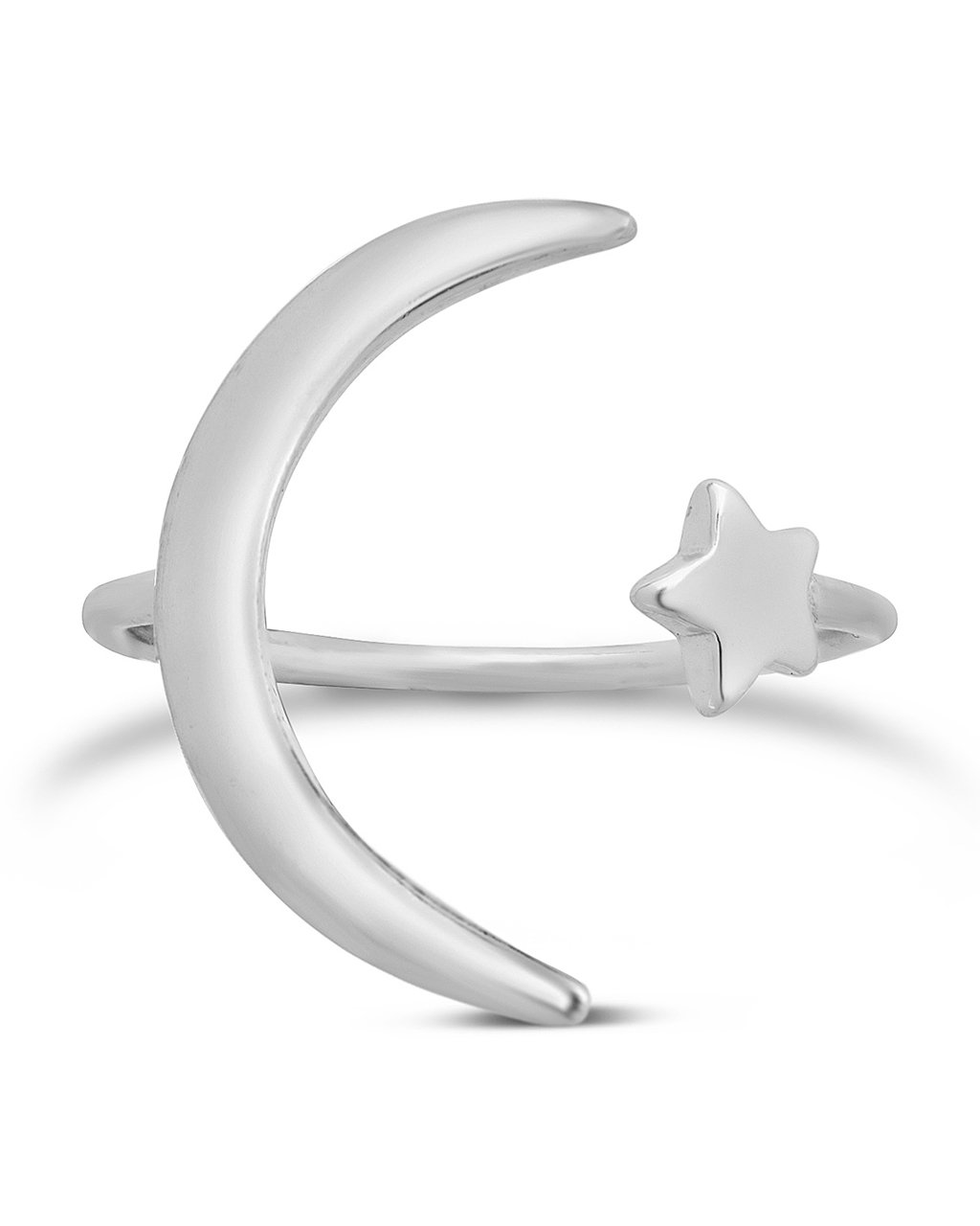 Sterling Silver Crescent Moon Open Ring - Sterling Forever