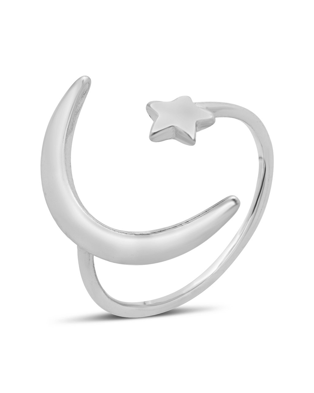 Sterling Silver Crescent Moon Open Ring - Sterling Forever