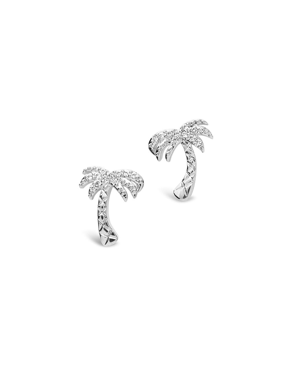 Sterling Silver CZ Palm Tree Stud Earrings - Sterling Forever