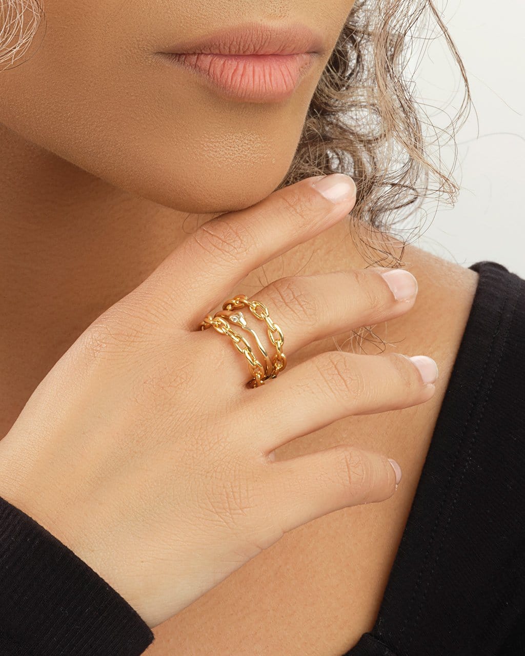 Chain & Snake Stacking Ring Set Ring Sterling Forever 
