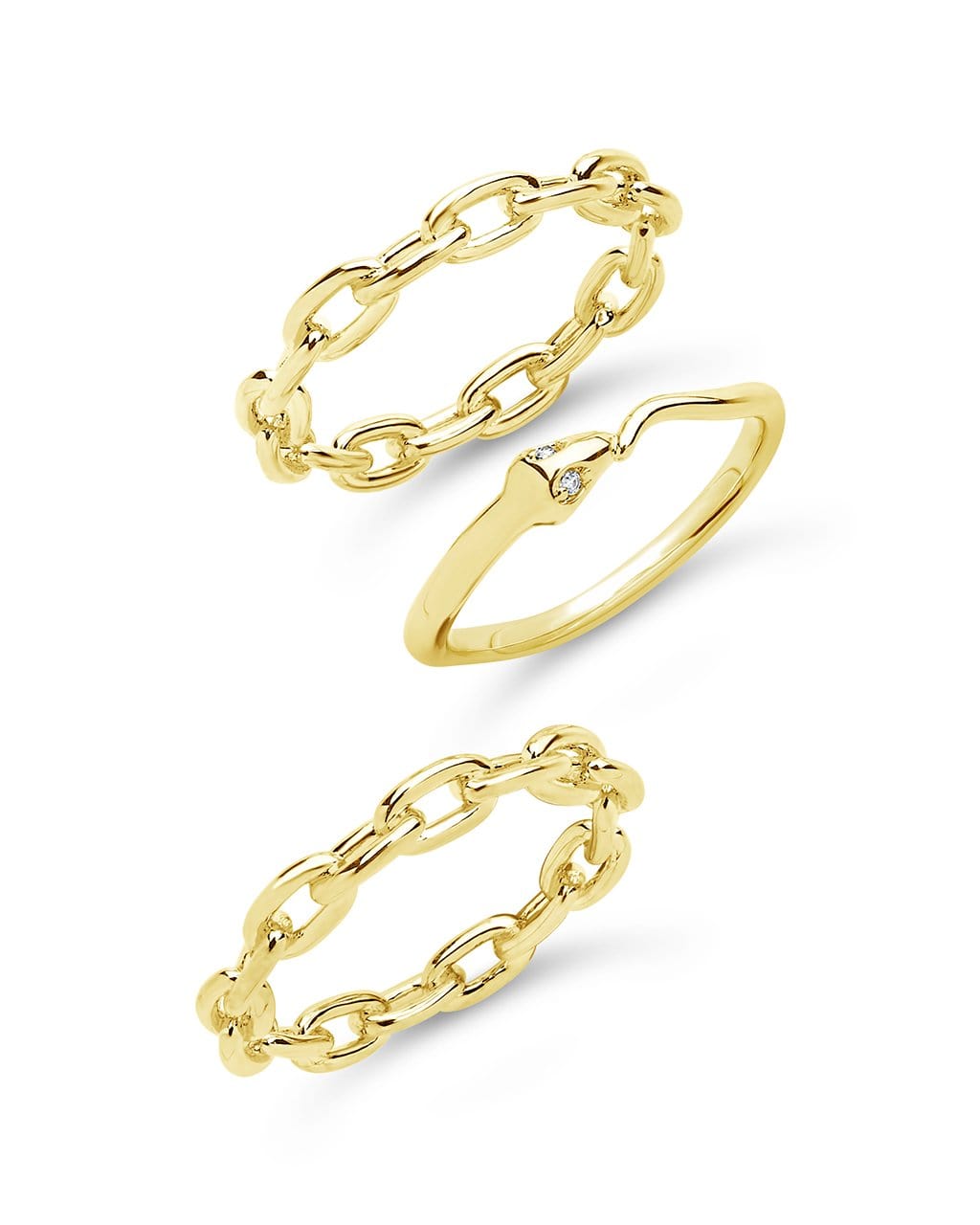 Chain & Snake Stacking Ring Set - Sterling Forever