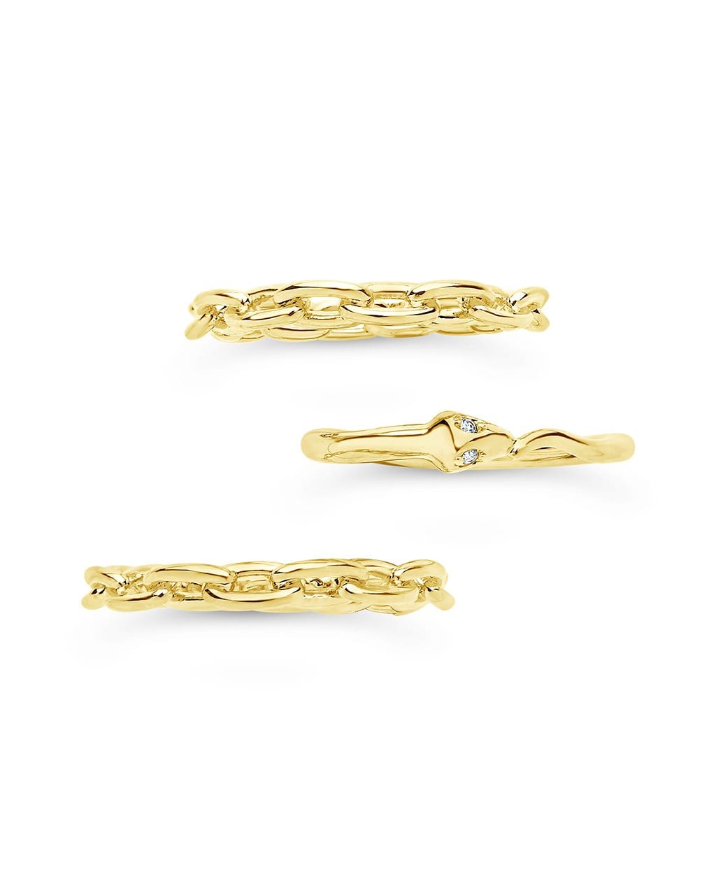 Chain & Snake Stacking Ring Set - Sterling Forever