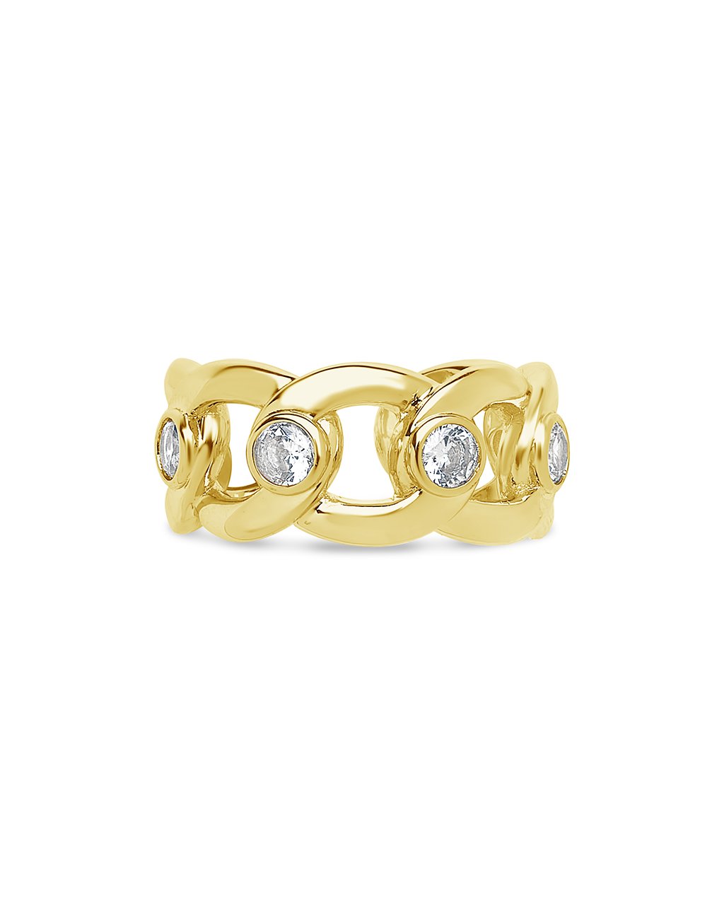 Curb Chain Open Band Ring Ring Sterling Forever Gold 