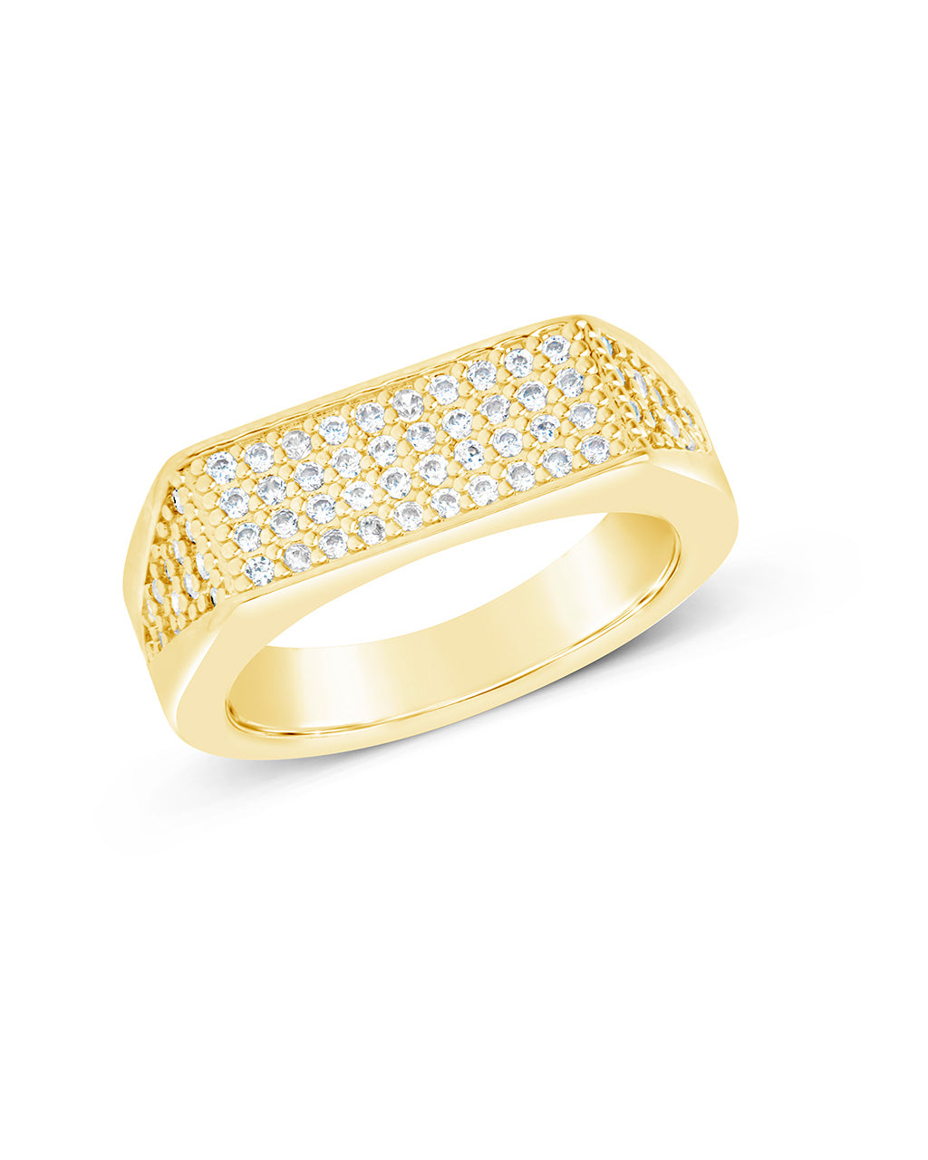 Stacking Band Ring Flat Top Cubic Zirconia Rhodium-plated Sterling Silver