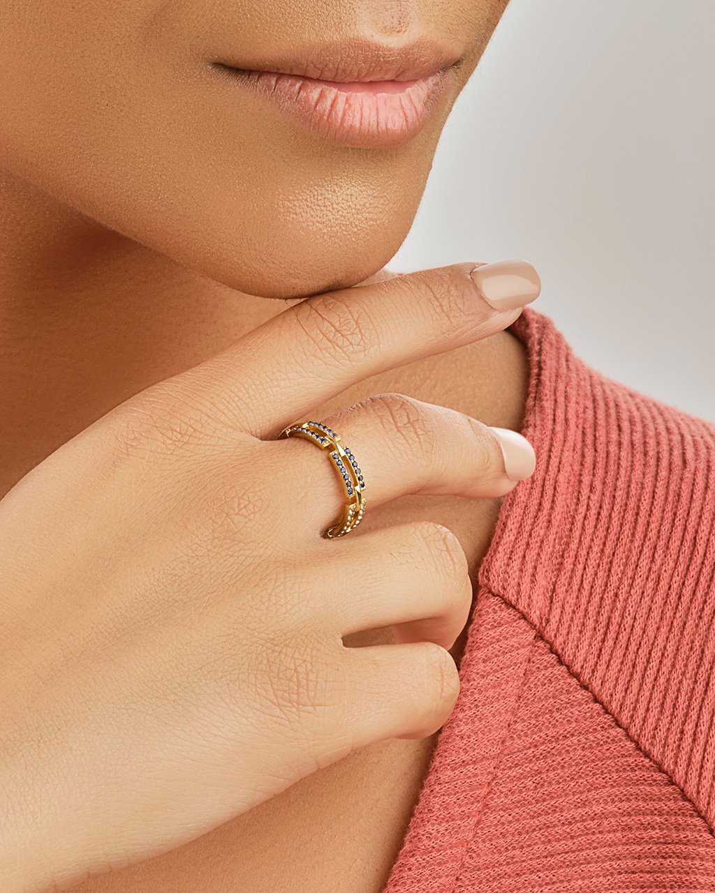 Sterling Silver Sapphire Ombre CZ Linked Ring Ring Sterling Forever 