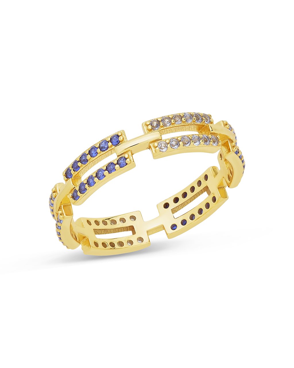 Sapphire Ombre CZ Linked Ring Ring Sterling Forever Gold 6