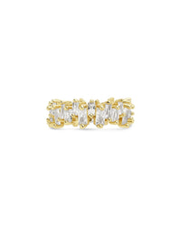 Sterling Silver CZ Staggered Eternity Band Ring Sterling Forever Gold 6 