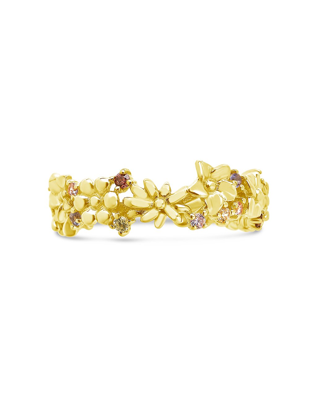 Sterling Silver Wild Flower Open Band Ring Ring Sterling Forever Gold 6 