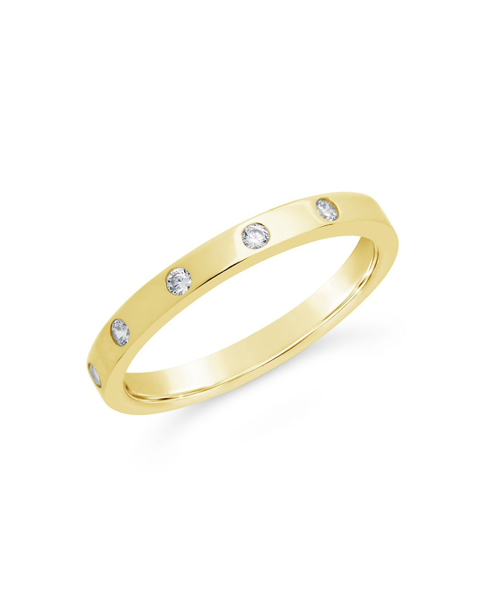 Sterling Silver Thin Classic Station Band Ring Ring Sterling Forever Gold 6 