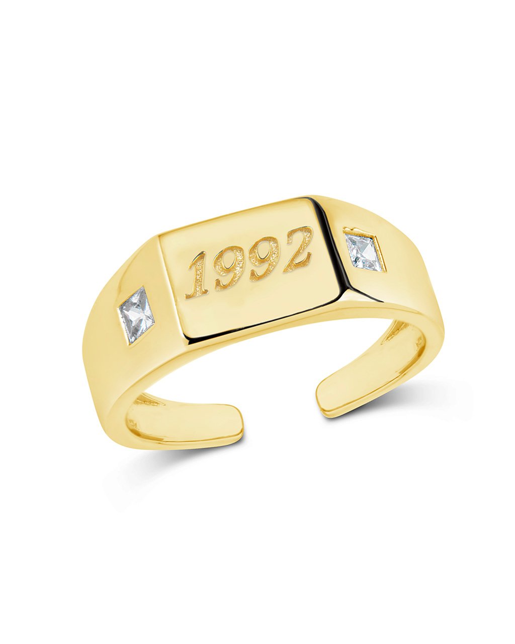 Sterling Silver Birth Year Signet Ring Ring Sterling Forever Gold 1992 