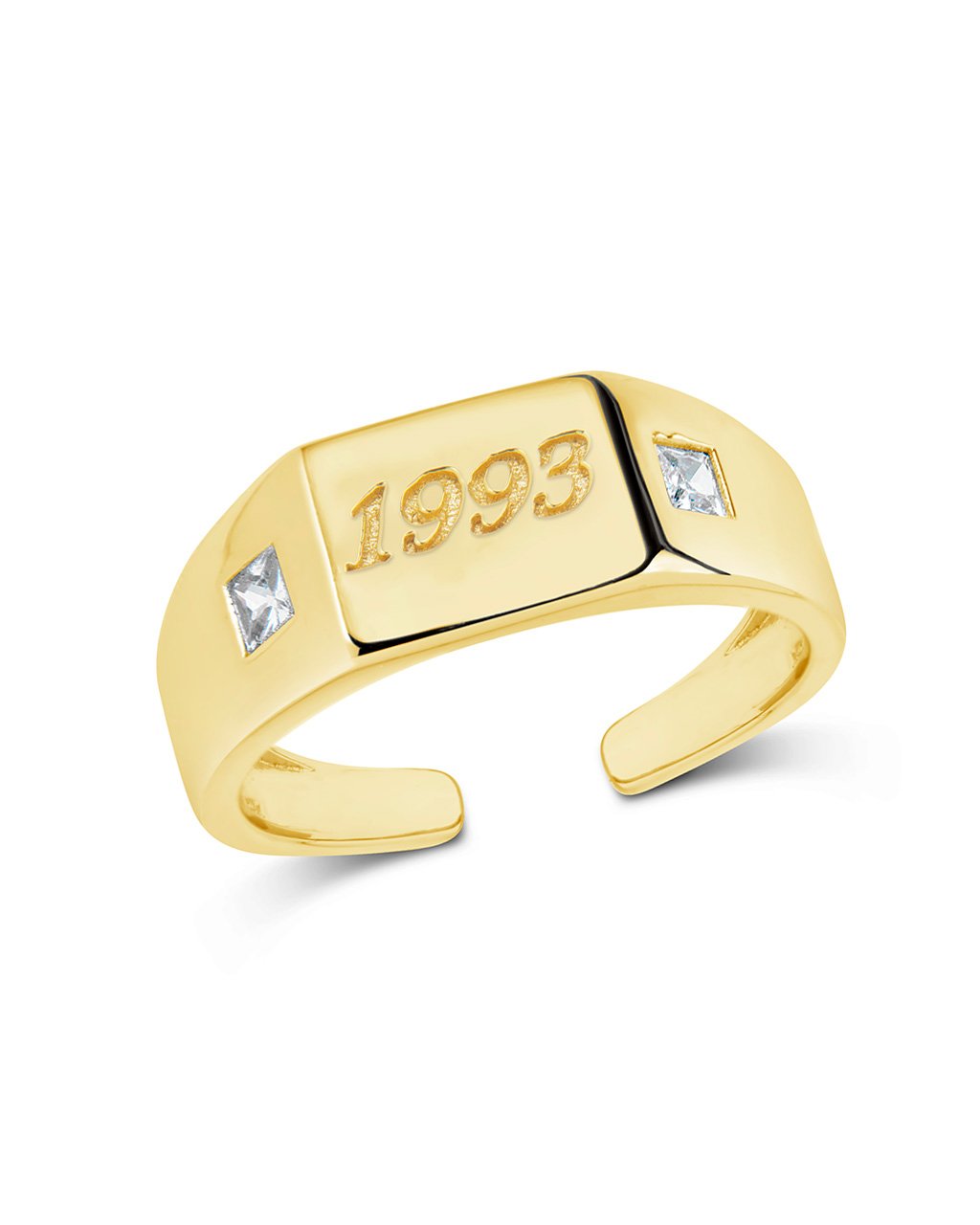 Sterling Silver Birth Year Signet Ring Ring Sterling Forever Gold 1993 