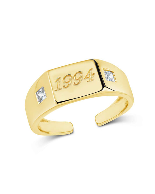 Sterling Silver Birth Year Signet Ring Ring Sterling Forever Gold 1994 