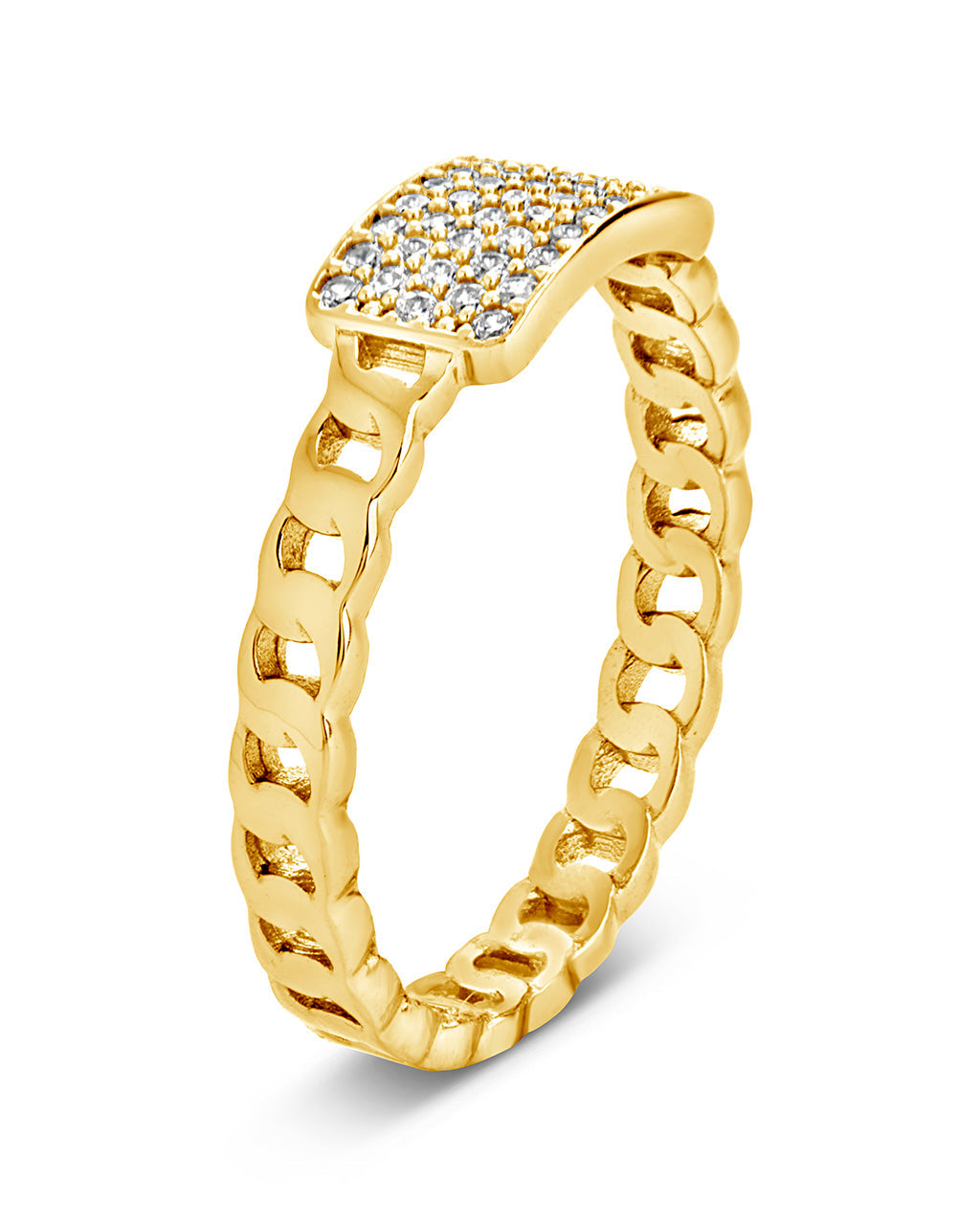 Sterling Silver Statement CZ & Chain Link Ring Ring Sterling Forever 