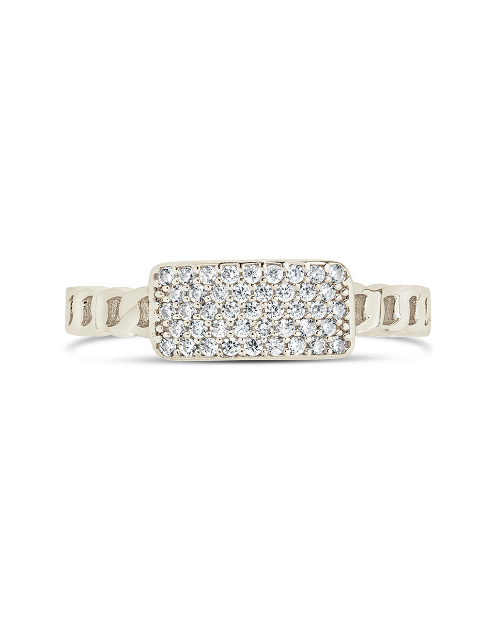 Sterling Silver Statement CZ & Chain Link Ring Ring Sterling Forever 