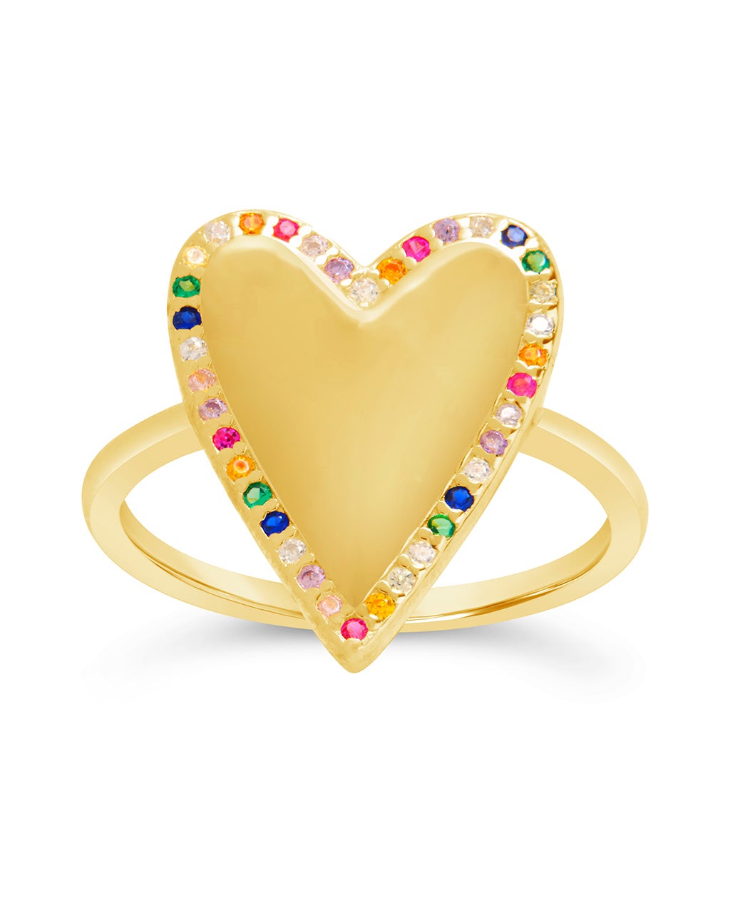 Sterling Silver Rainbow Heart Statement Ring Ring Sterling Forever 
